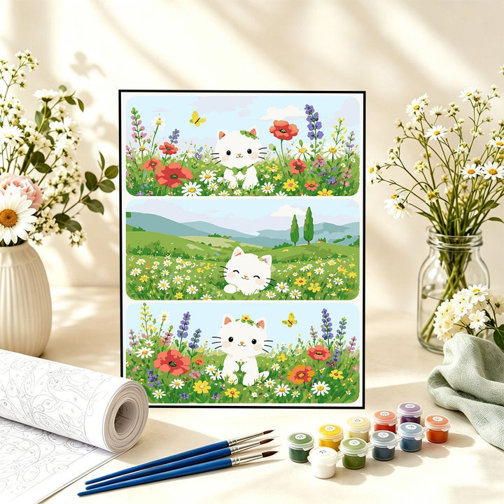Playful Floral Cat Painting Kit Bowlift