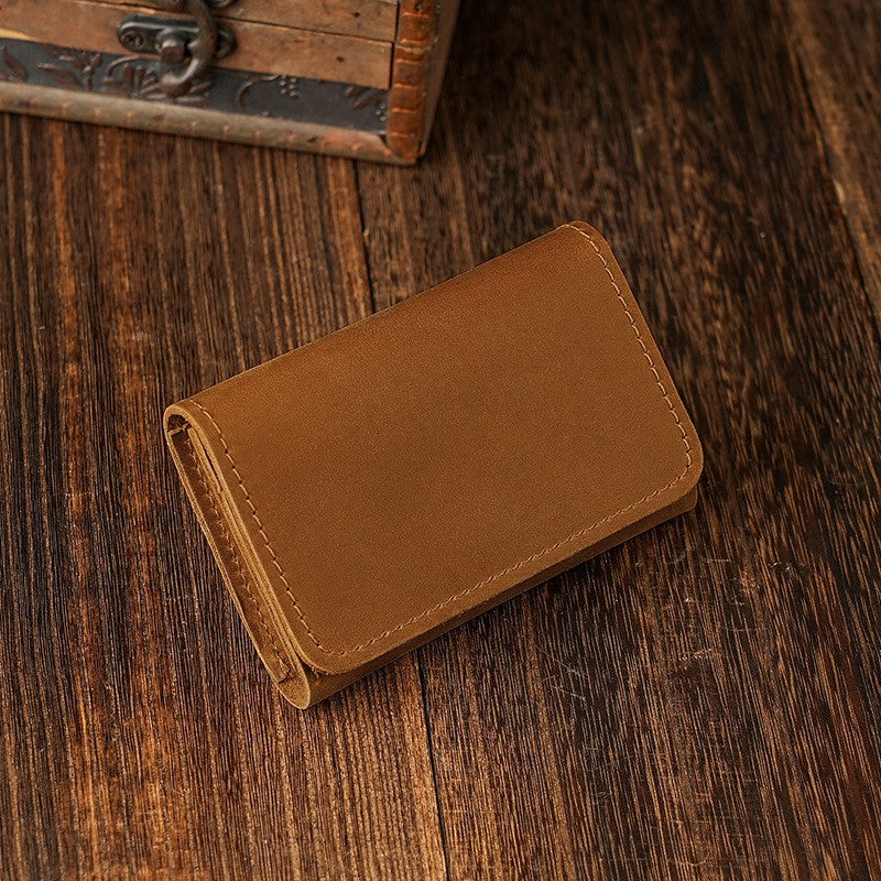 Compact full-grain leather bifold card wallet Bowlift