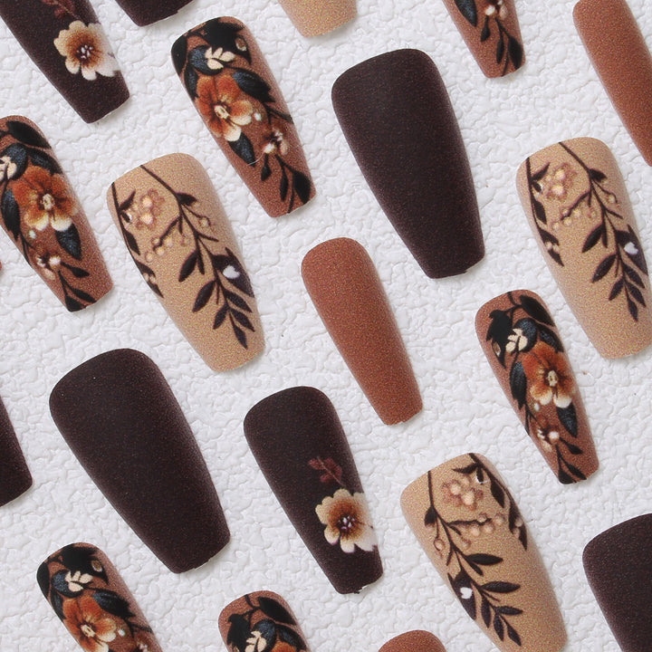 Elegant Floral Matte Press-On Nails Bowlift
