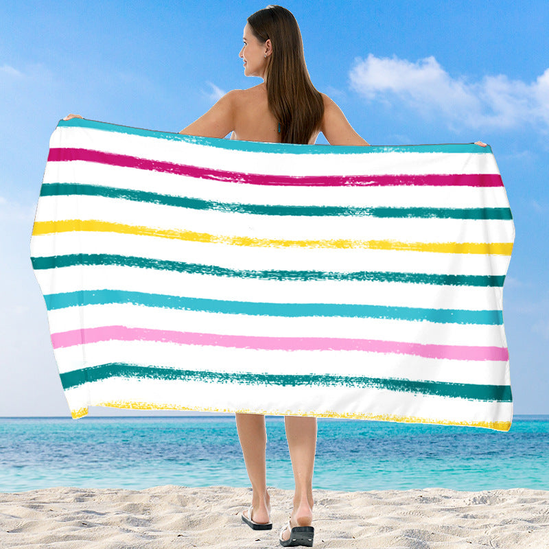 XXL Beach blanket with colorful stripe pattern Bowlift