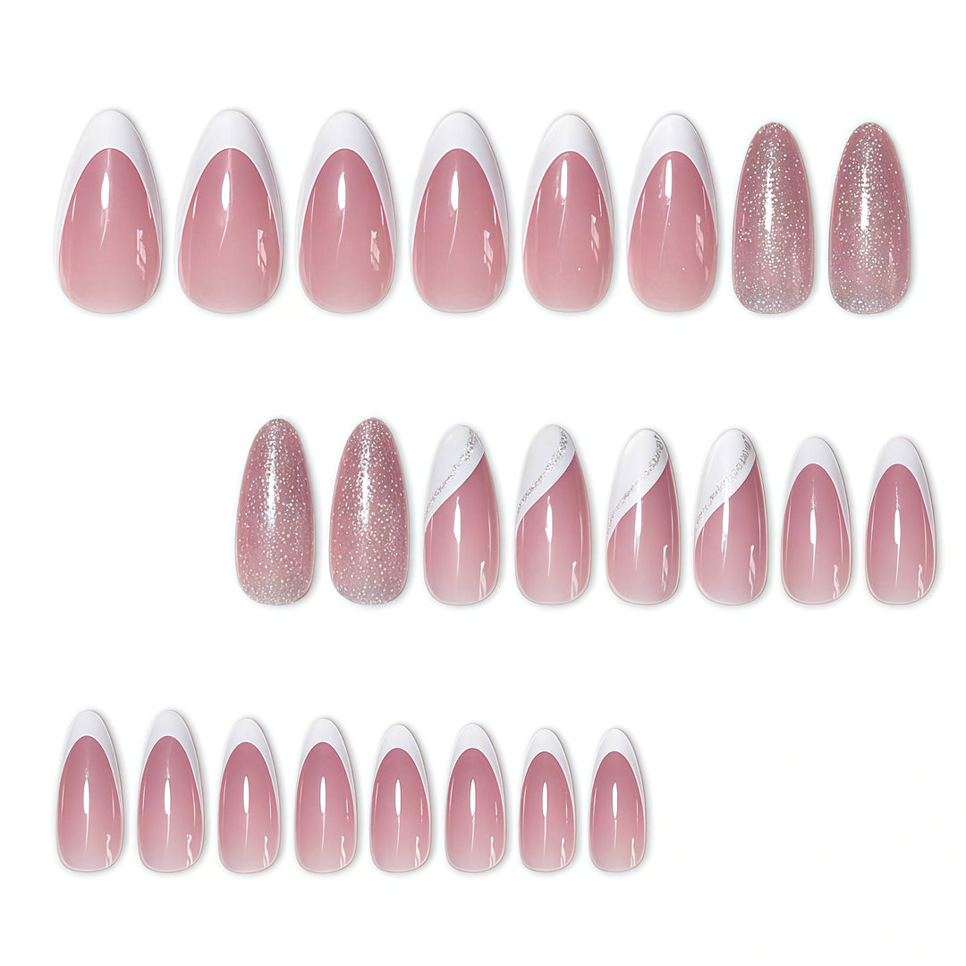 Elegant Glitter French Tip Nail Art Extensions Bowlift
