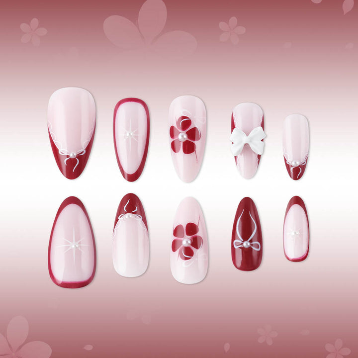 Artistic 3D Floral Press-On Nails Bowlift