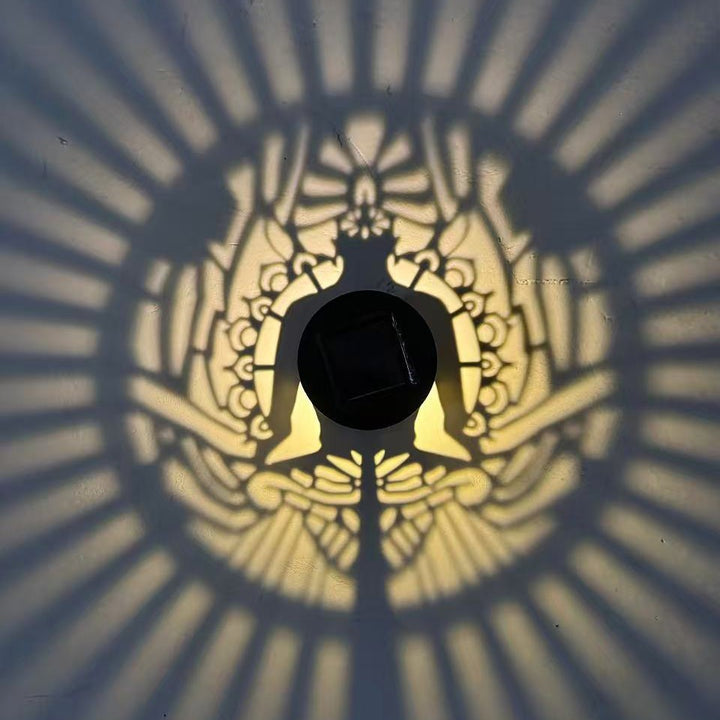 Outdoor Mandala Solar Projection Wall Lights With Patterned Metal Casing And Automatic Dusk-To-Dawn Sensor Bowlift