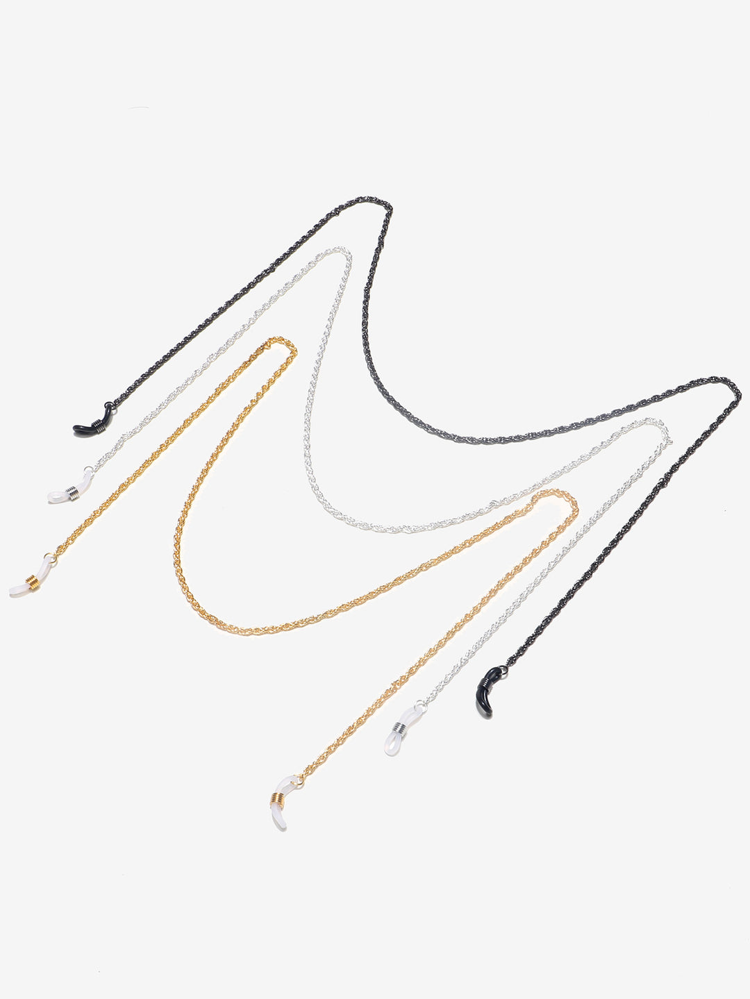 Braided metal glasses chain with silicone temple loops Bowlift
