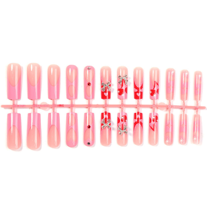 Premium Decorative Press-On Nail Art Set with Rhinestones and Unique Patterns Bowlift