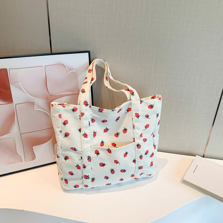 WoStylish Corduroy Shopping Tote Bowlift
