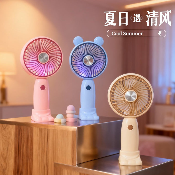 Women's Portable Hand Fan with Cute Rabbit Design Bowlift