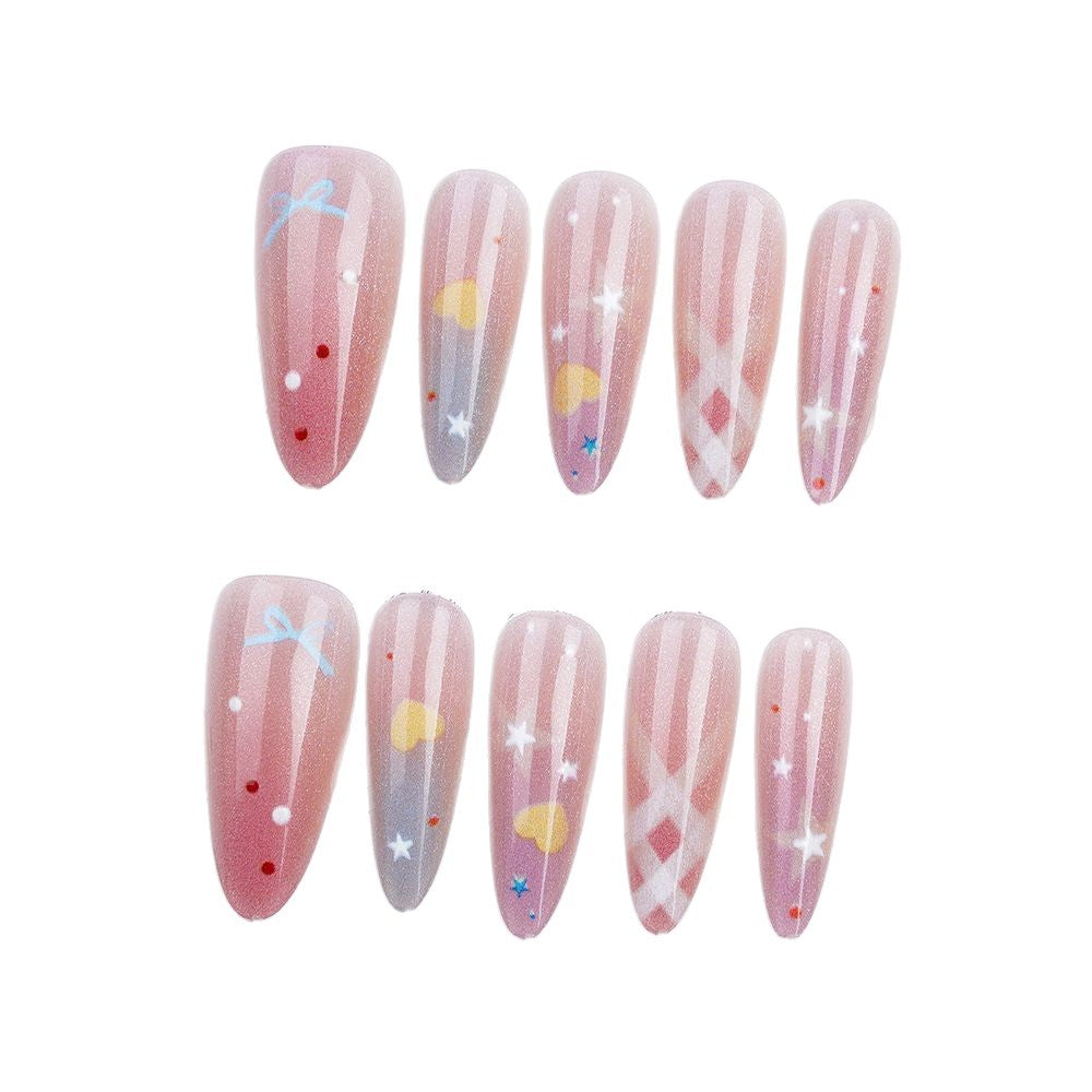 Premium Ombre Stiletto Press-On Nails with Floral Design Bowlift