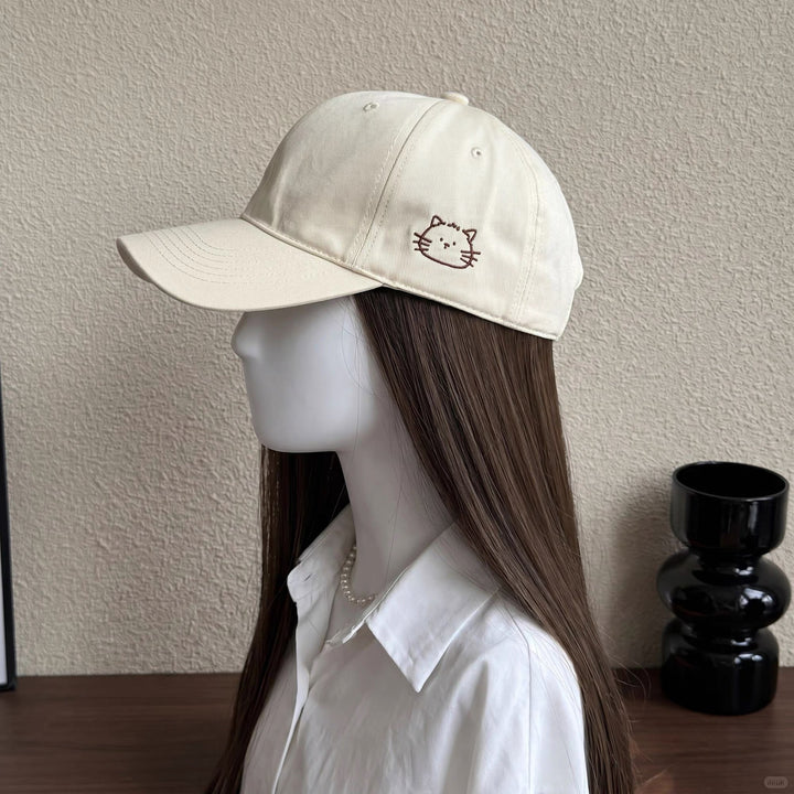 Embroidered Cat Graphic Baseball Cap