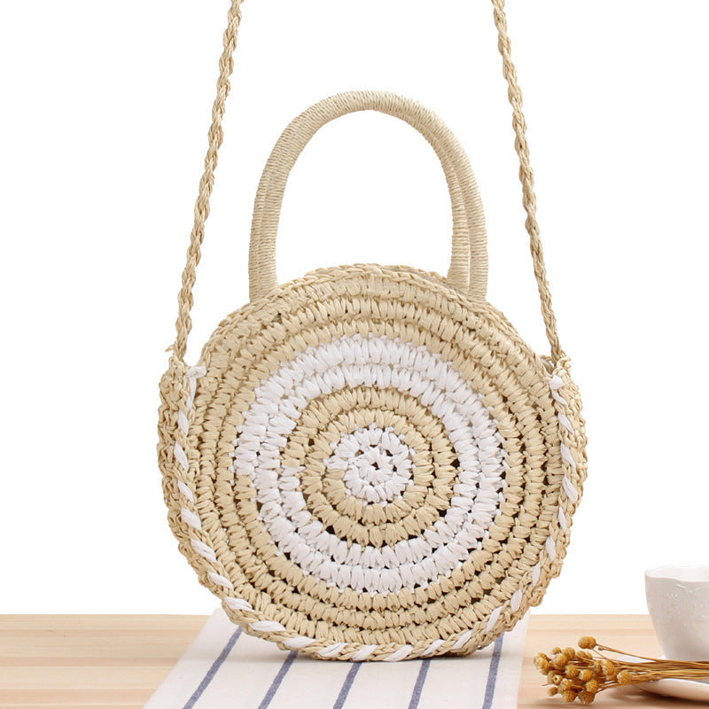 Round Bast Crossbody Bag with Spiral Design Bowlift