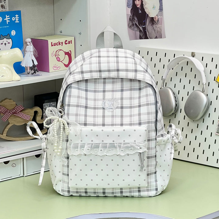 Decorative Plaid Backpack Bowlift