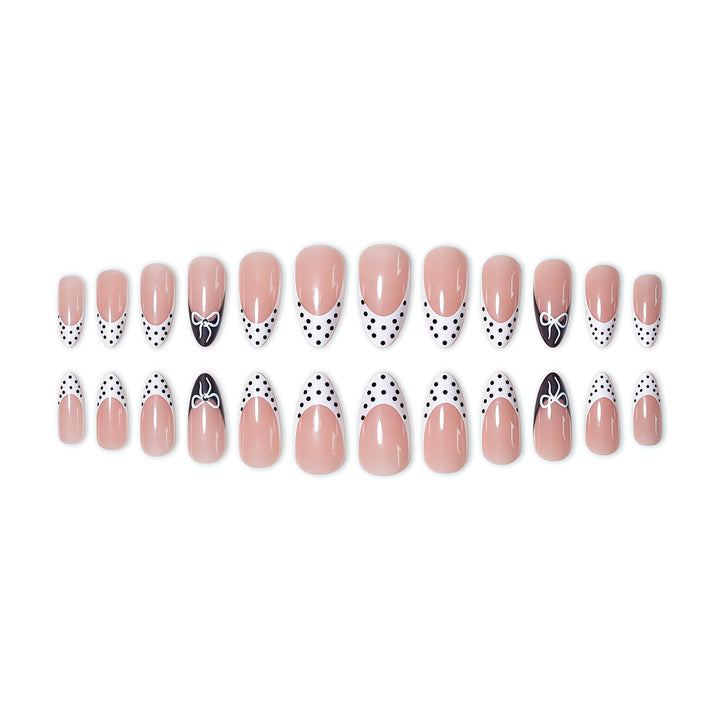 Chic Polka Dot French Tip Nail Art Extensions Bowlift