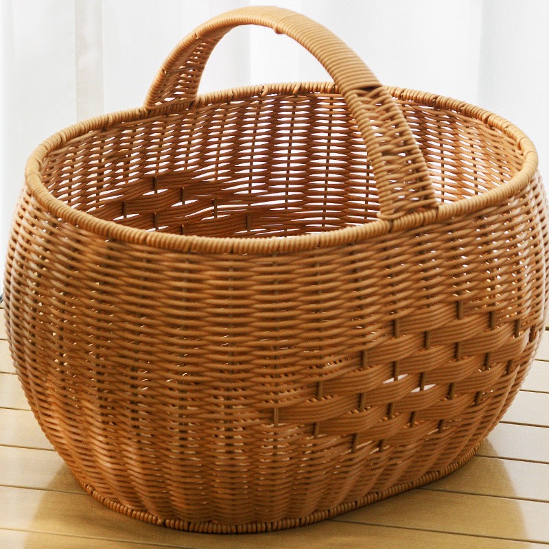 Handwoven Storage Basket with Handle Bowlift