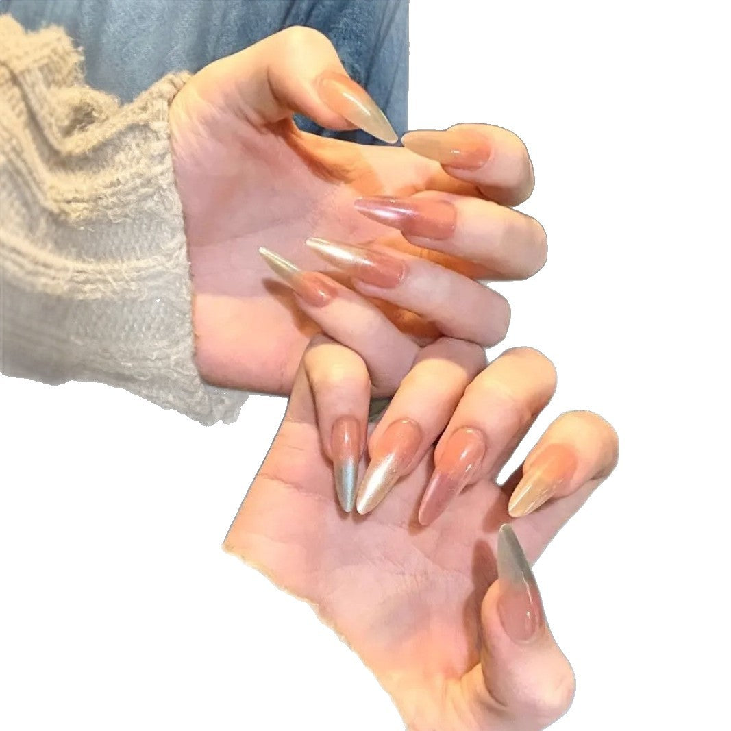 Artificial nails with elegant ombre effect and glitter accents Bowlift