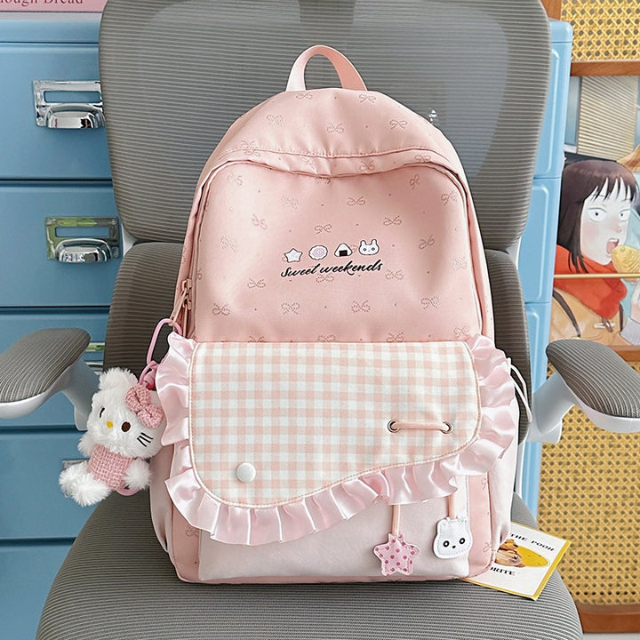 Charming Ruffled Design Backpack