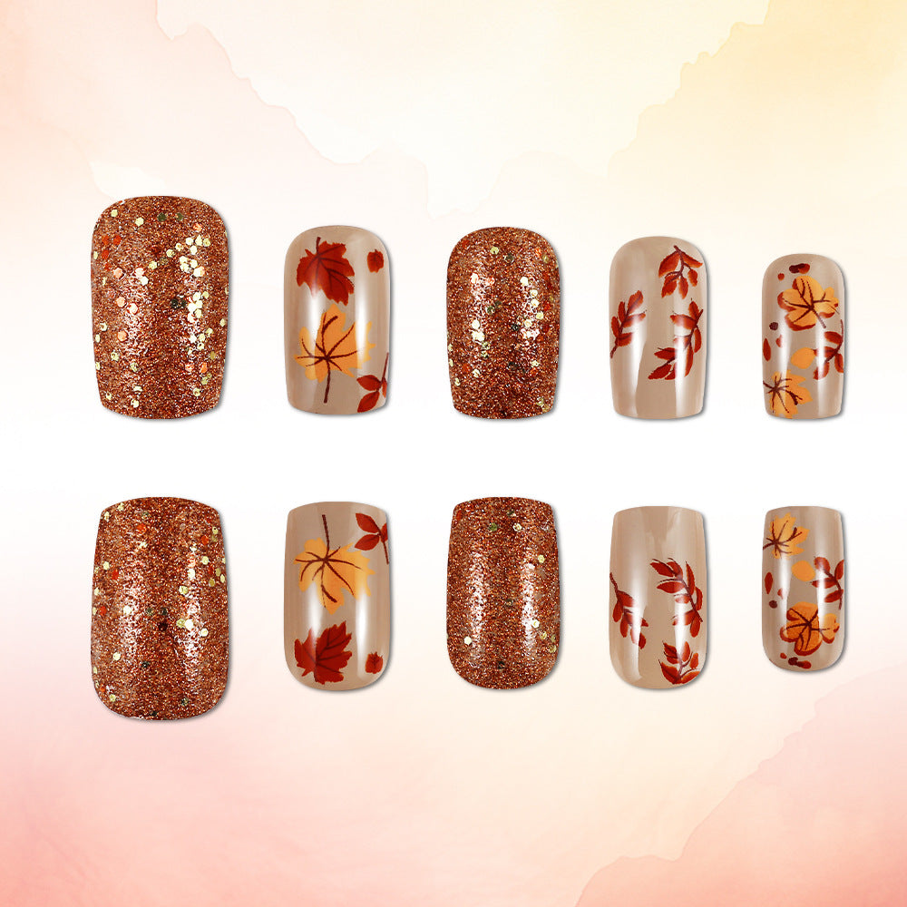 Decorative Autumn-Themed Press-On Nails Bowlift