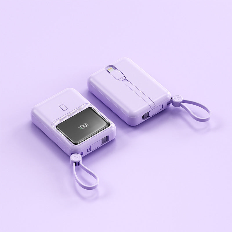 Compact power bank with integrated charging cable and digital display Bowlift