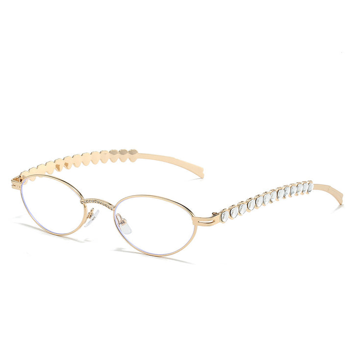 Elegant Rhinestone-Embellished Cat-Eye Glasses Bowlift