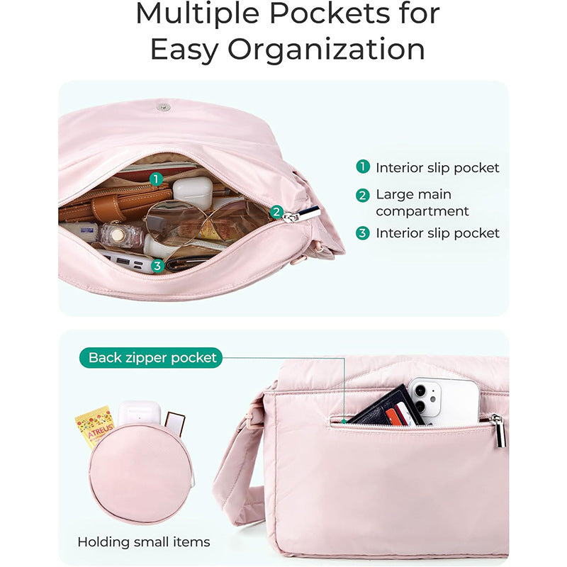 Multifunctional shoulder bag with removable cosmetic pouch Bowlift