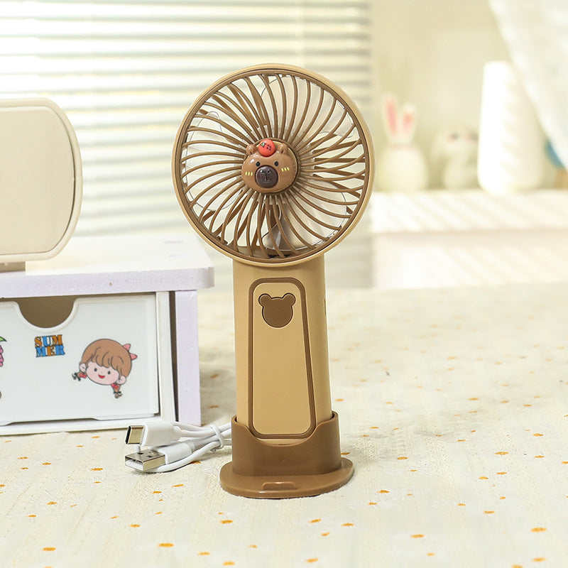 Women's Portable Mini Hand Fan with Cute Bear Design Bowlift