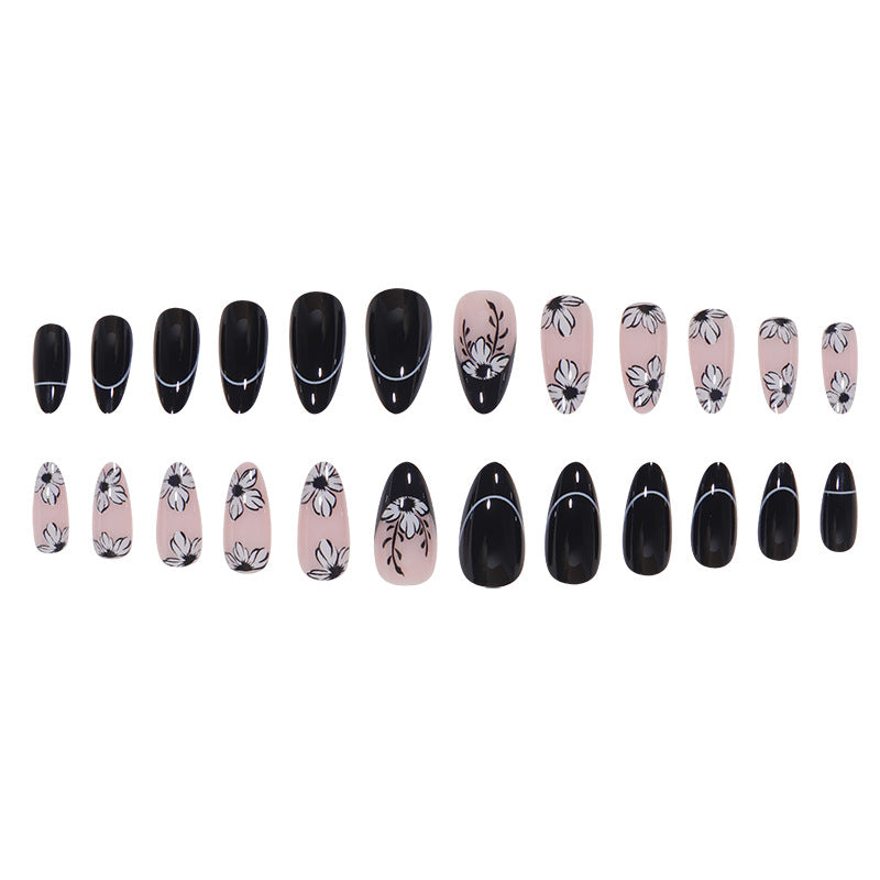 Floral-Design Stiletto Press-On Nails Bowlift