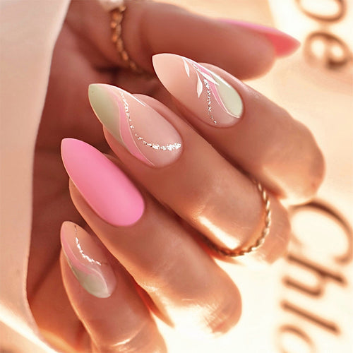 Premium Artistic Press-On Nail Set with Elegant Floral Designs Bowlift