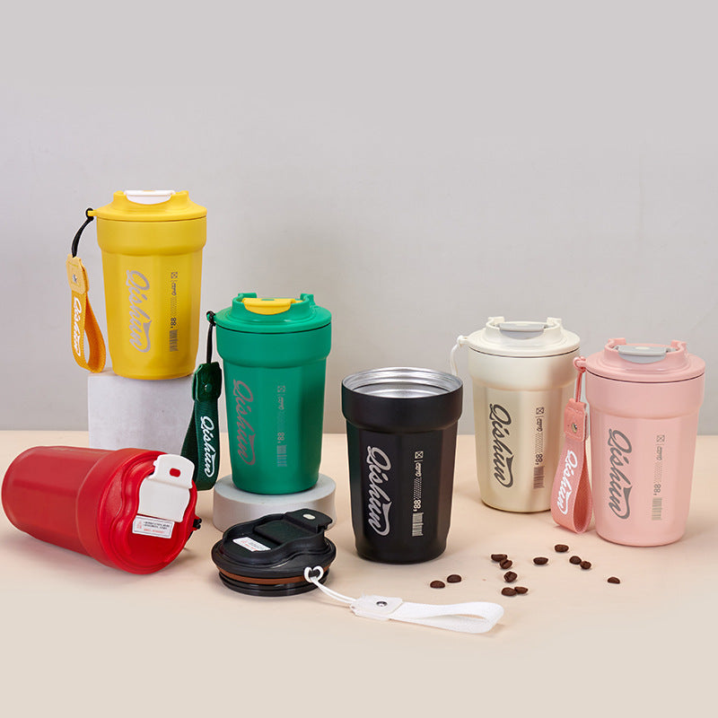 Ladies practical insulated drinking cup with carry strap Bowlift
