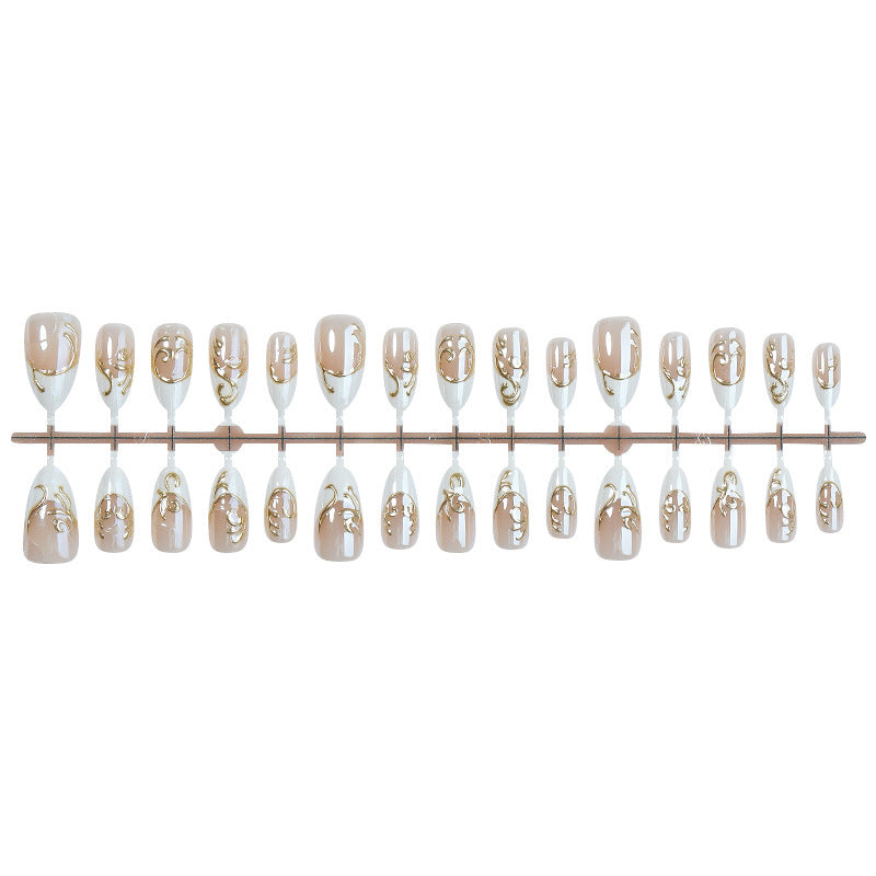 Acrylic nail set with elegant golden decorations Bowlift