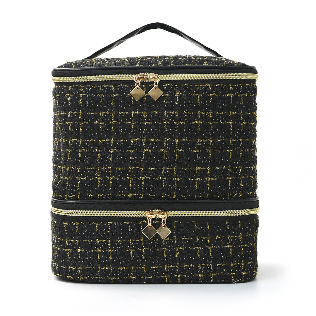 Cosmetic organizer bag with elegant fabric Bowlift