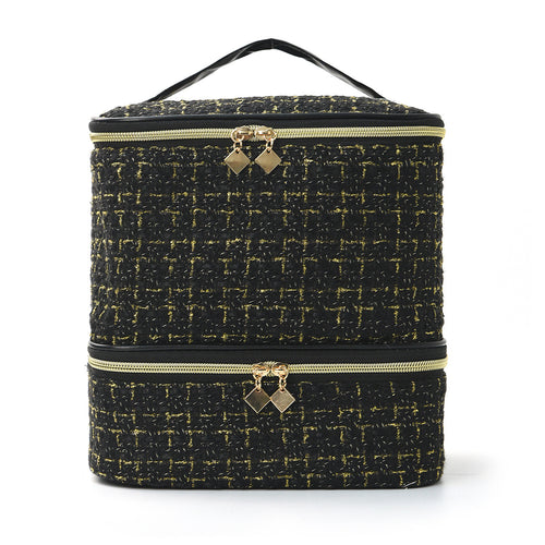 Cosmetic organizer bag with elegant fabric Bowlift