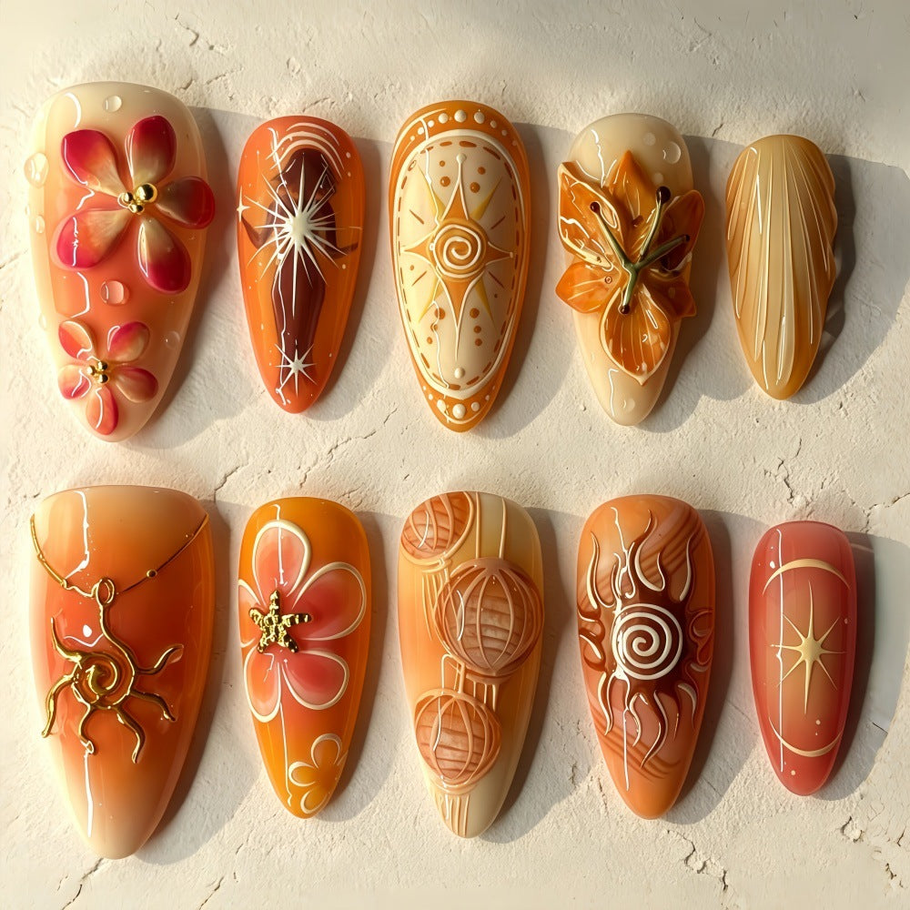 Artificial Nails in Exquisite Floral and Geometric Design Bowlift