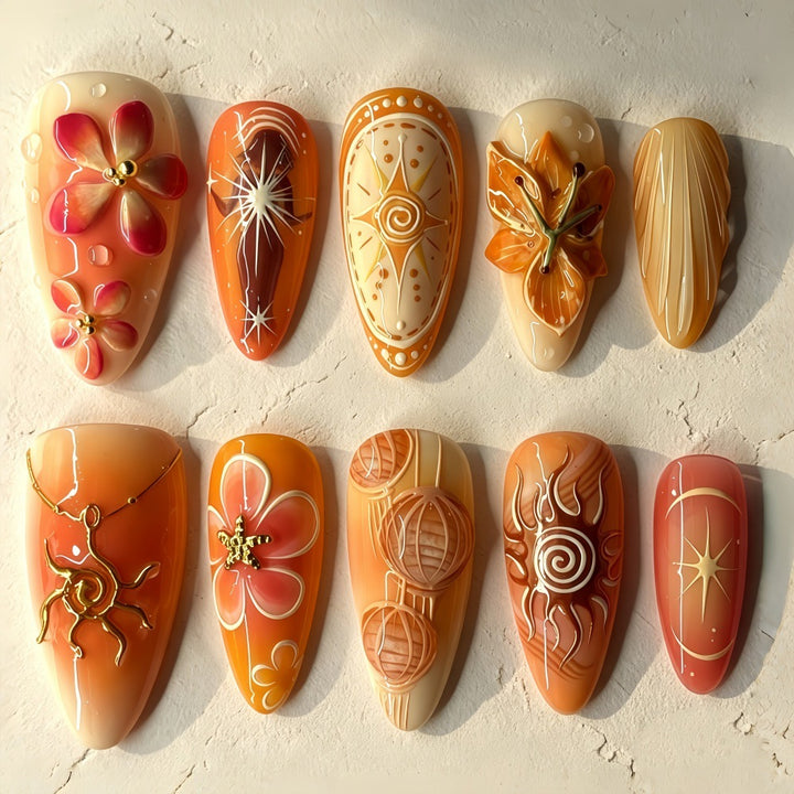 Artificial Nails in Exquisite Floral and Geometric Design Bowlift