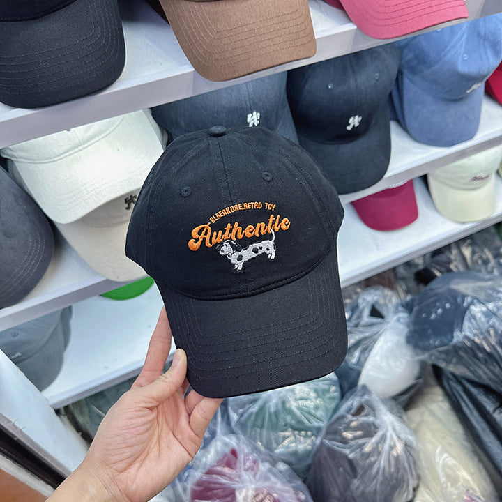 Women's Embroidered Cow Print Baseball Cap Bowlift