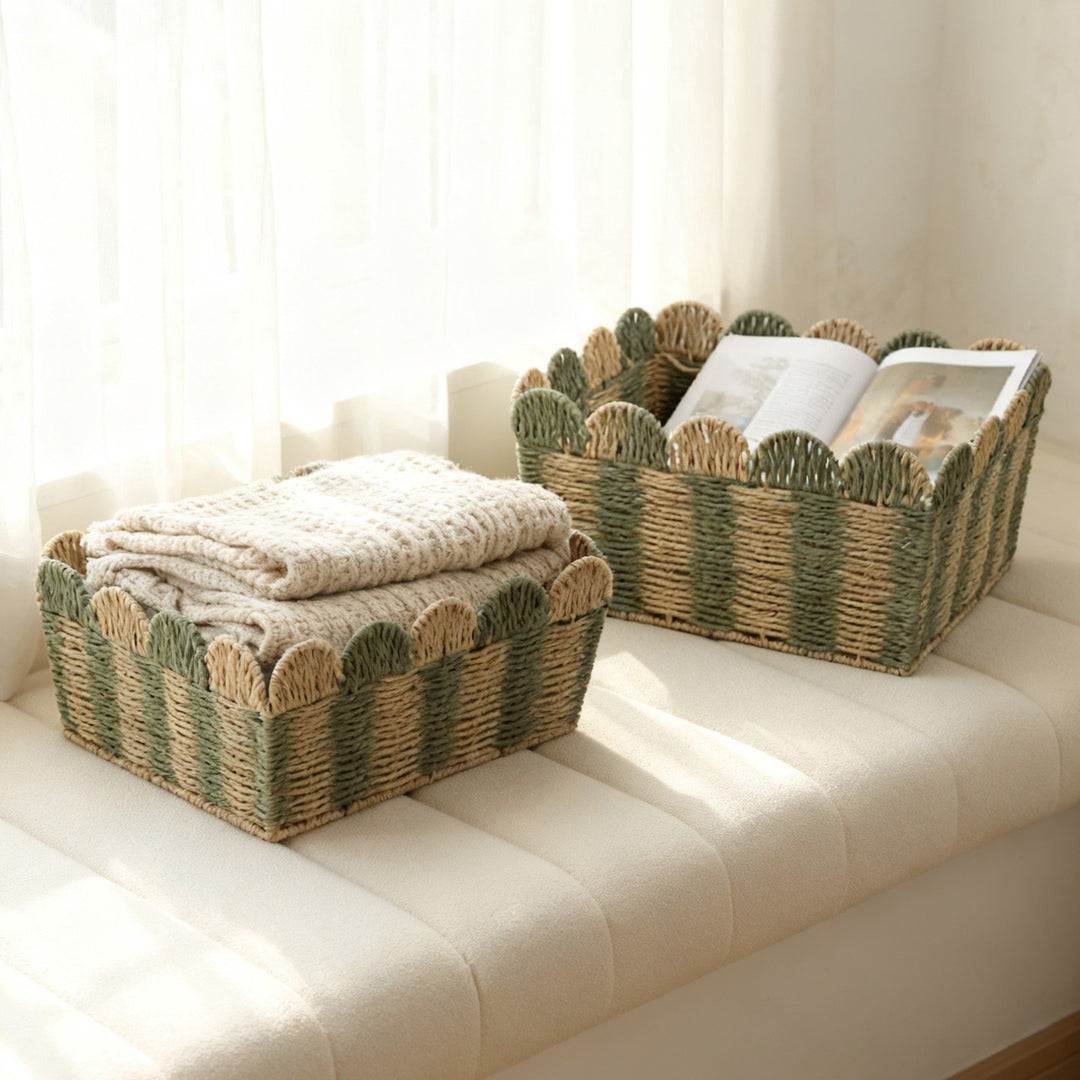 Decorative storage basket made of woven material Bowlift