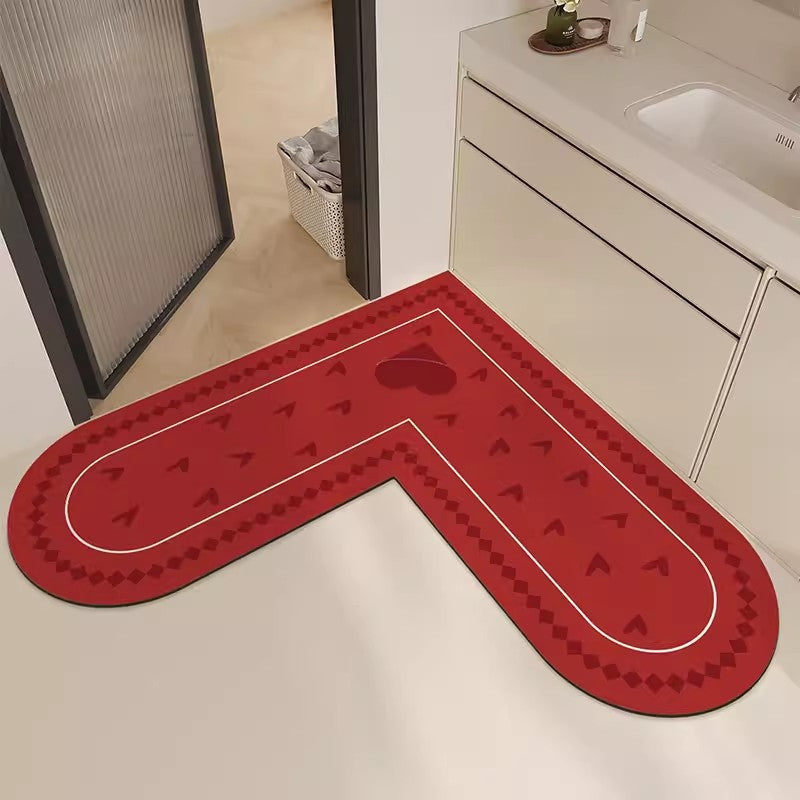 Heart-Shaped Kitchen Area Mat