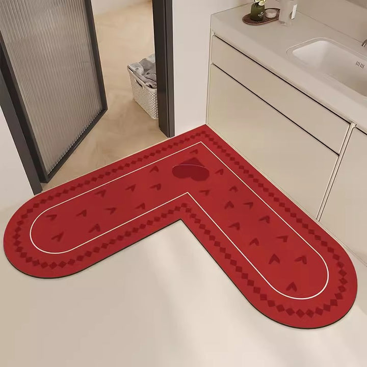 Heart-Shaped Kitchen Area Mat