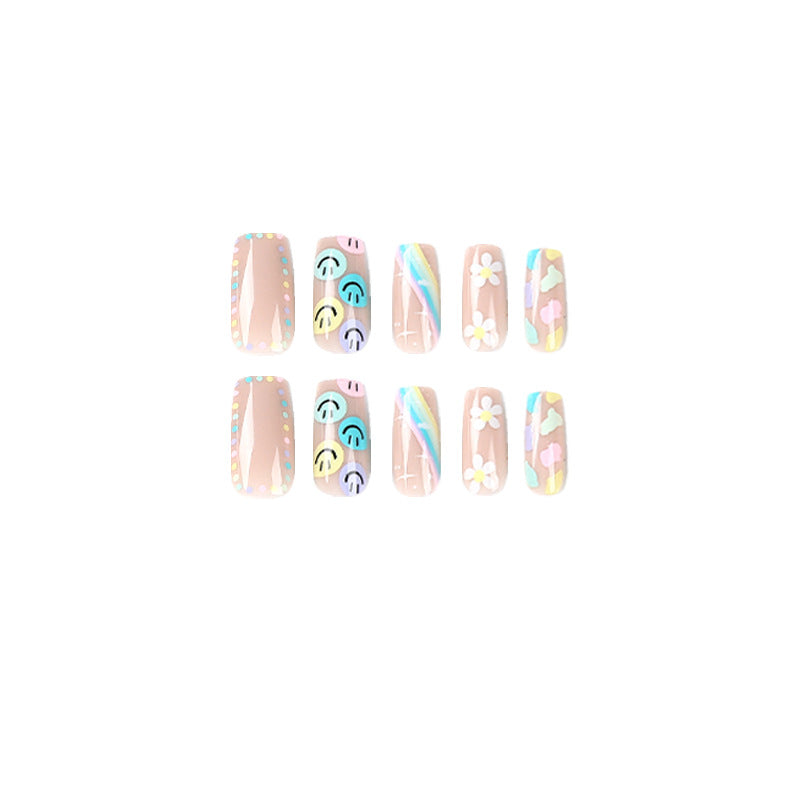 Artful Nail Art with Flower and Smiley Motifs Bowlift