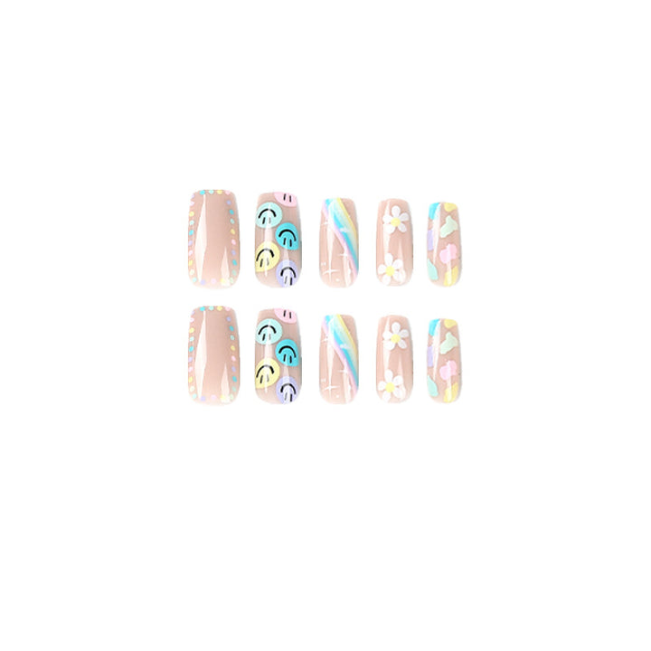 Artful Nail Art with Flower and Smiley Motifs Bowlift