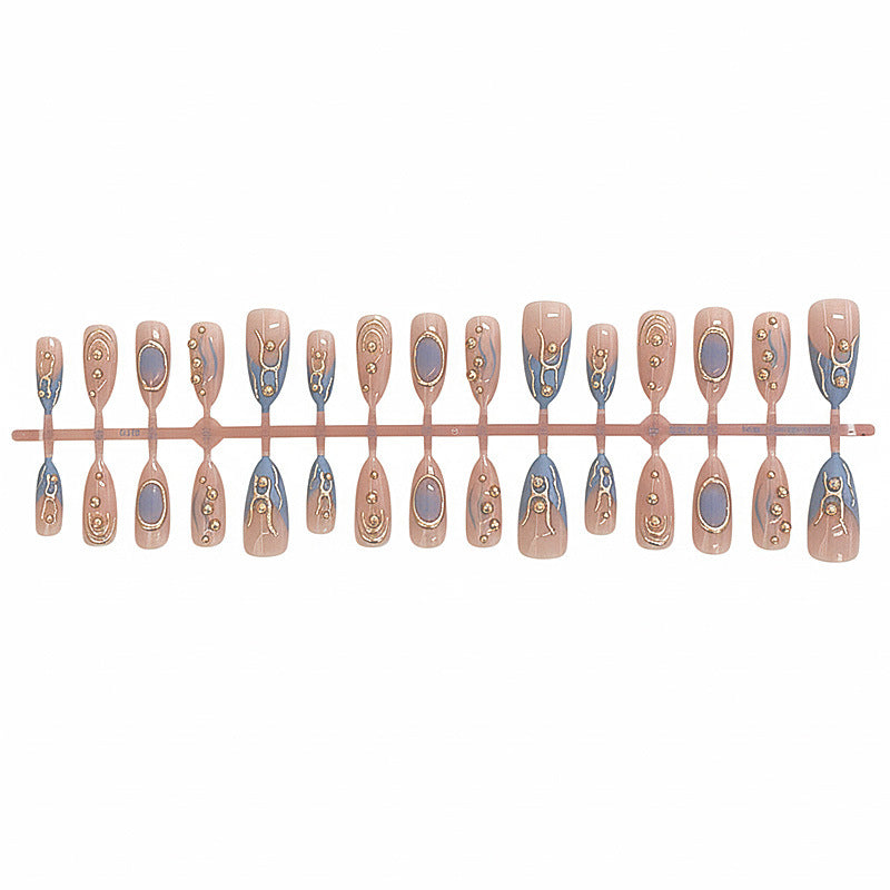 Artistic Metallic Press-On Nail Set Bowlift