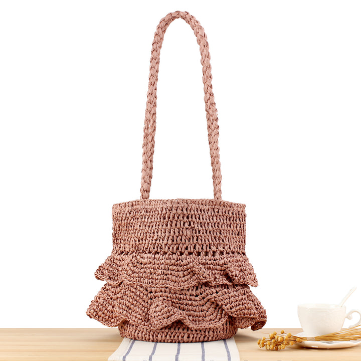 Fashionable Braided Bag with Ruffles Bowlift