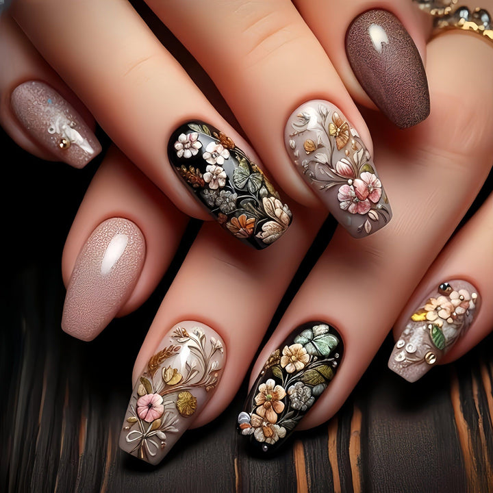 Elegant Nail Art with Black-White Contrast Bowlift