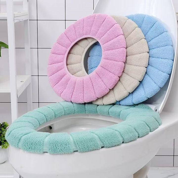 Plush Terry Microfiber Cushioned Toilet Seat Cover with Elastic Fit Bowlift