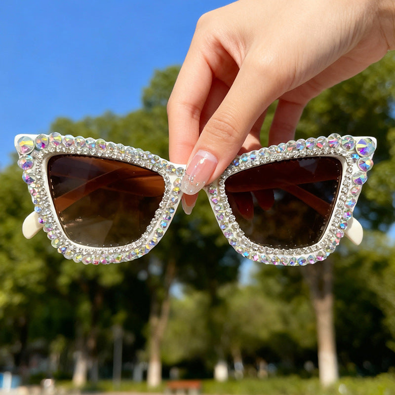 Rhinestone-Accented Cat-Eye Sunglasses Bowlift