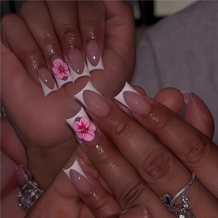 Floral Design Press-On Nails Bowlift