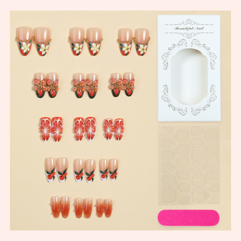 Floral Themed Press-On Nail Set Bowlift