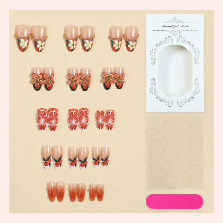 Floral Themed Press-On Nail Set Bowlift
