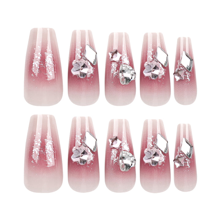 Glamorous artificial nails with glitter and crystal embellishment Bowlift