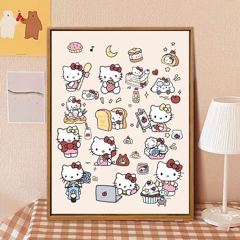 Hello Kitty-Inspired Cartoon Wall Art Print Bowlift
