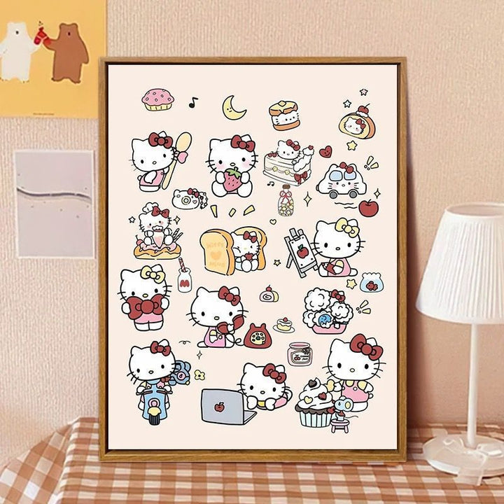 Hello Kitty-Inspired Cartoon Wall Art Print Bowlift