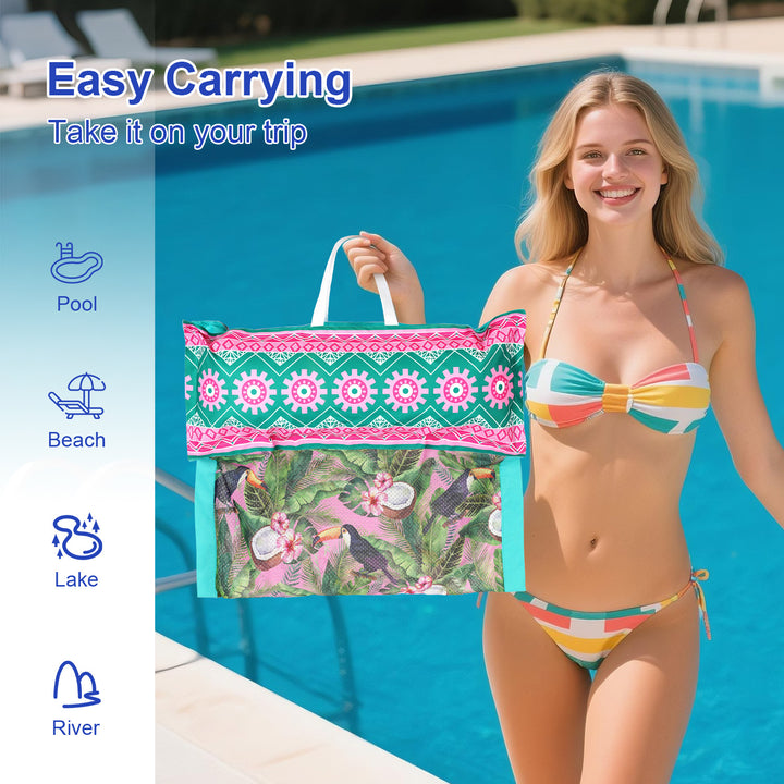 Women Inflatable Relaxation Lounge Chair with Colorful Plant Pattern Bowlift